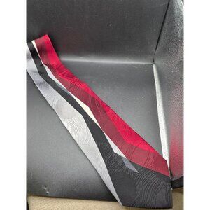 Stylista Italia Handmade Silk Tie X-Long Red Black Gray Striped Pattern